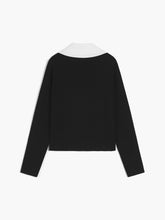 Contrast Trim Open Collar Sweater